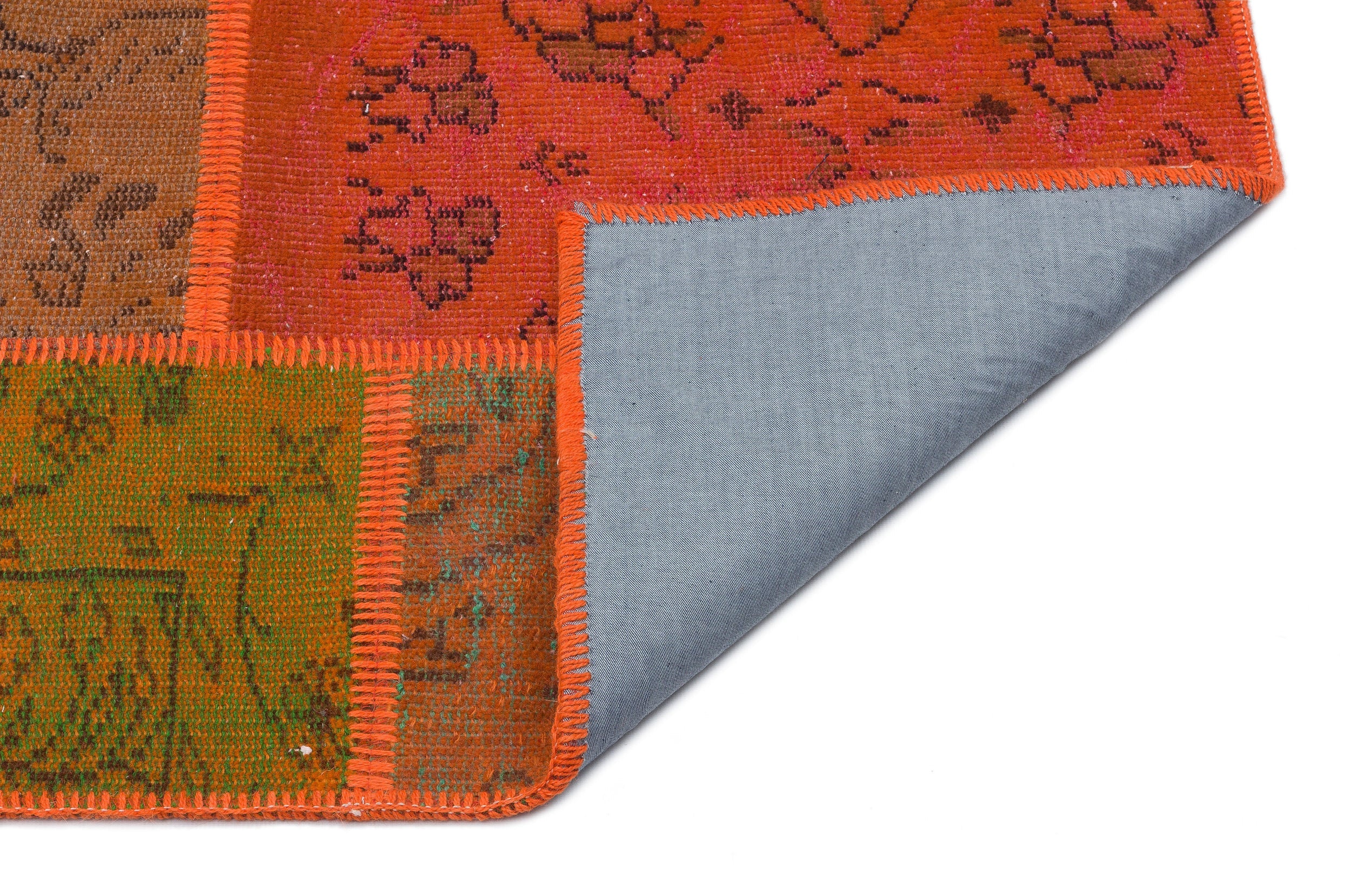 Iskece Orange Vintage Wool Handmade Area Rug 3'11" x 6'0"