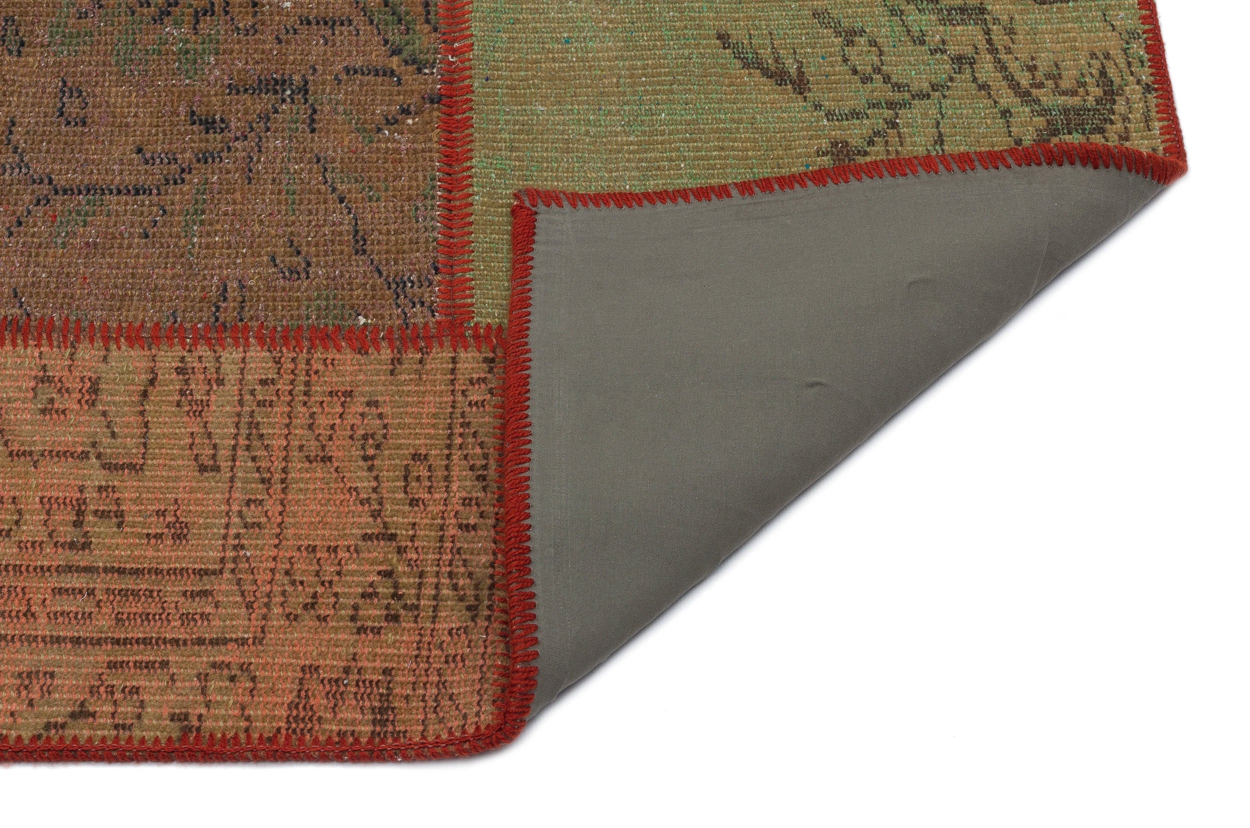 Iskece 33863 Brown Patchwork Wool Handmade Area Rug 3'11" x 5'11"