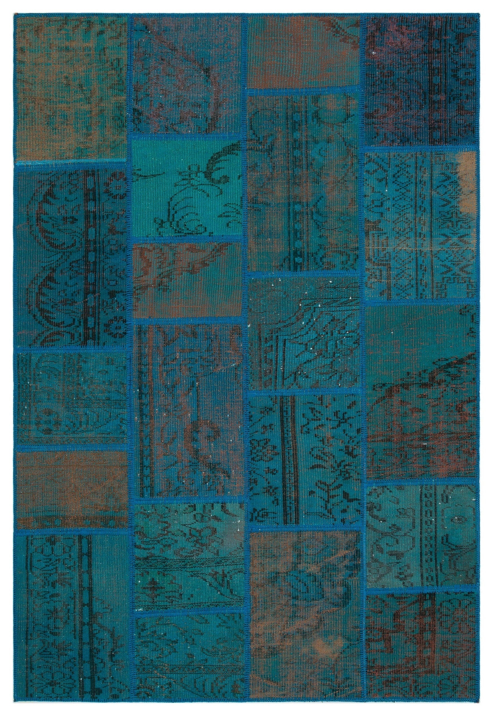 Iskece Turquoise Vintage Wool Handmade Area Rug 5'3" x 7'8"