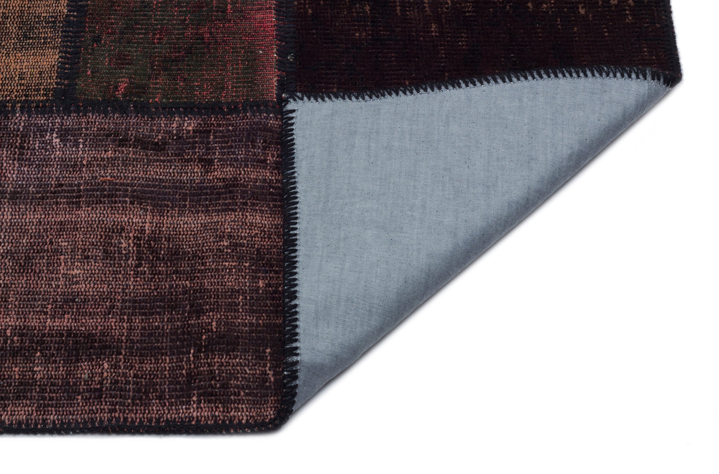 Iskece 33866 Burgundy Patchwork Wool Handmade Area Rug 5'3" x 7'7"