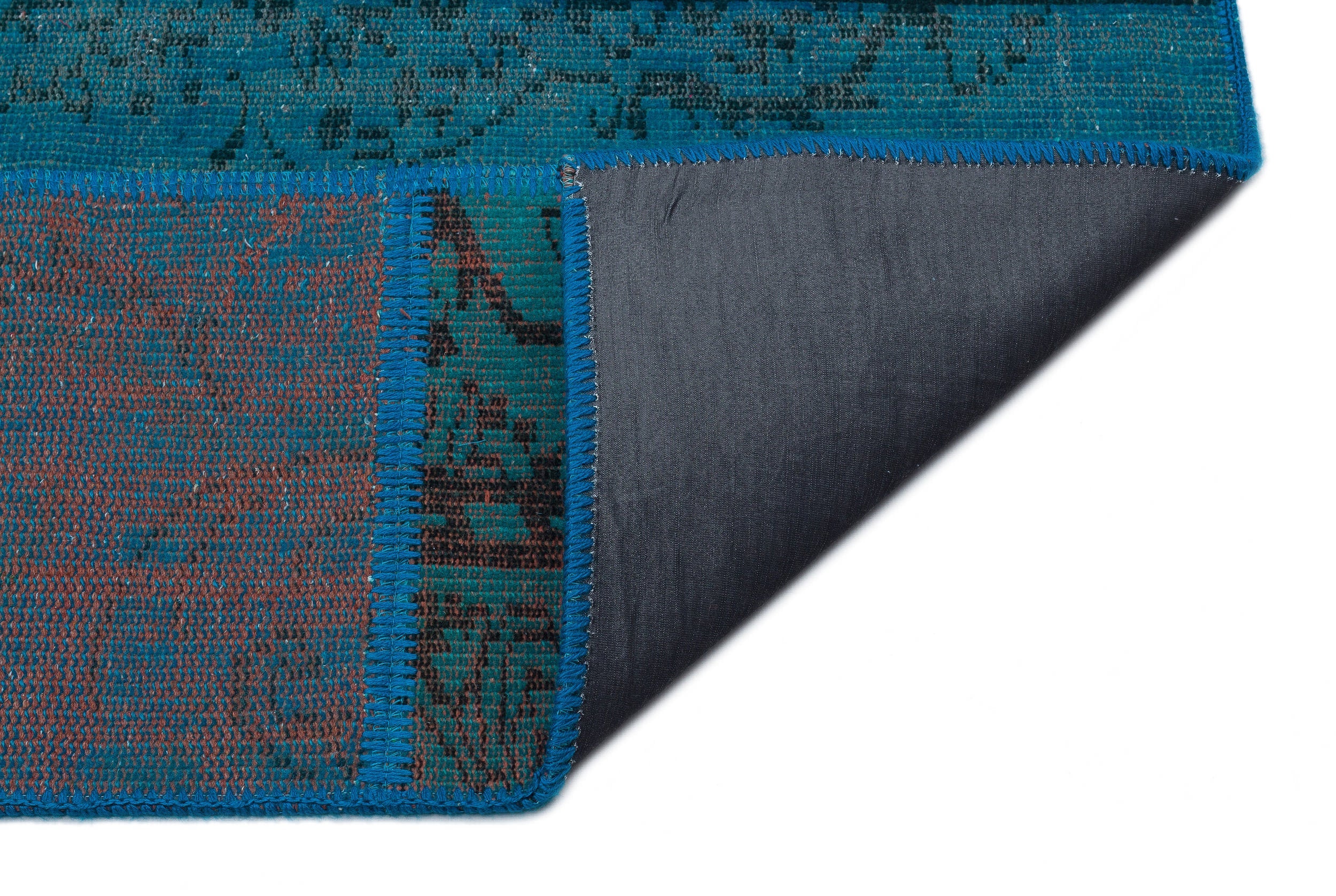 Iskece 33871 Turquoise Patchwork Wool Handmade Area Rug 5'3" x 7'7"