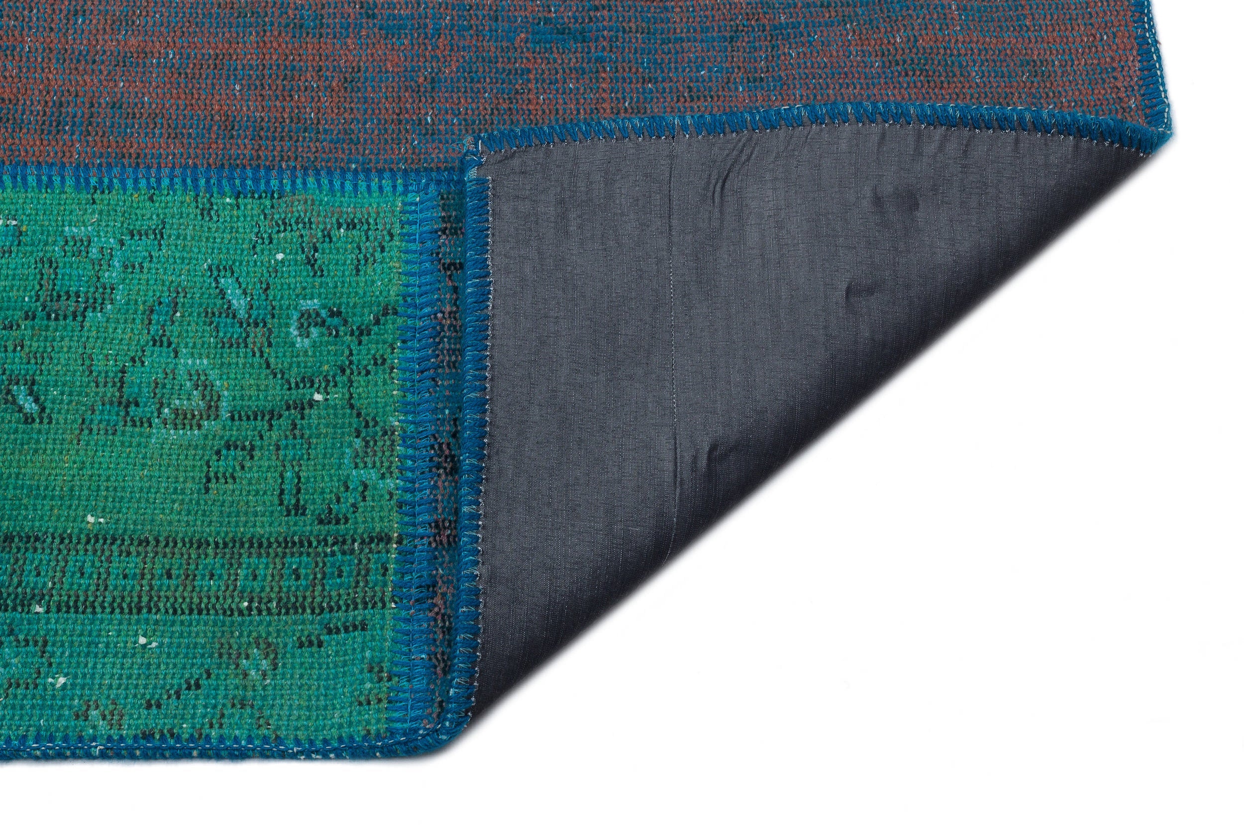 Iskece 33872 Turquoise Patchwork Wool Handmade Area Rug 5'3" x 7'7"