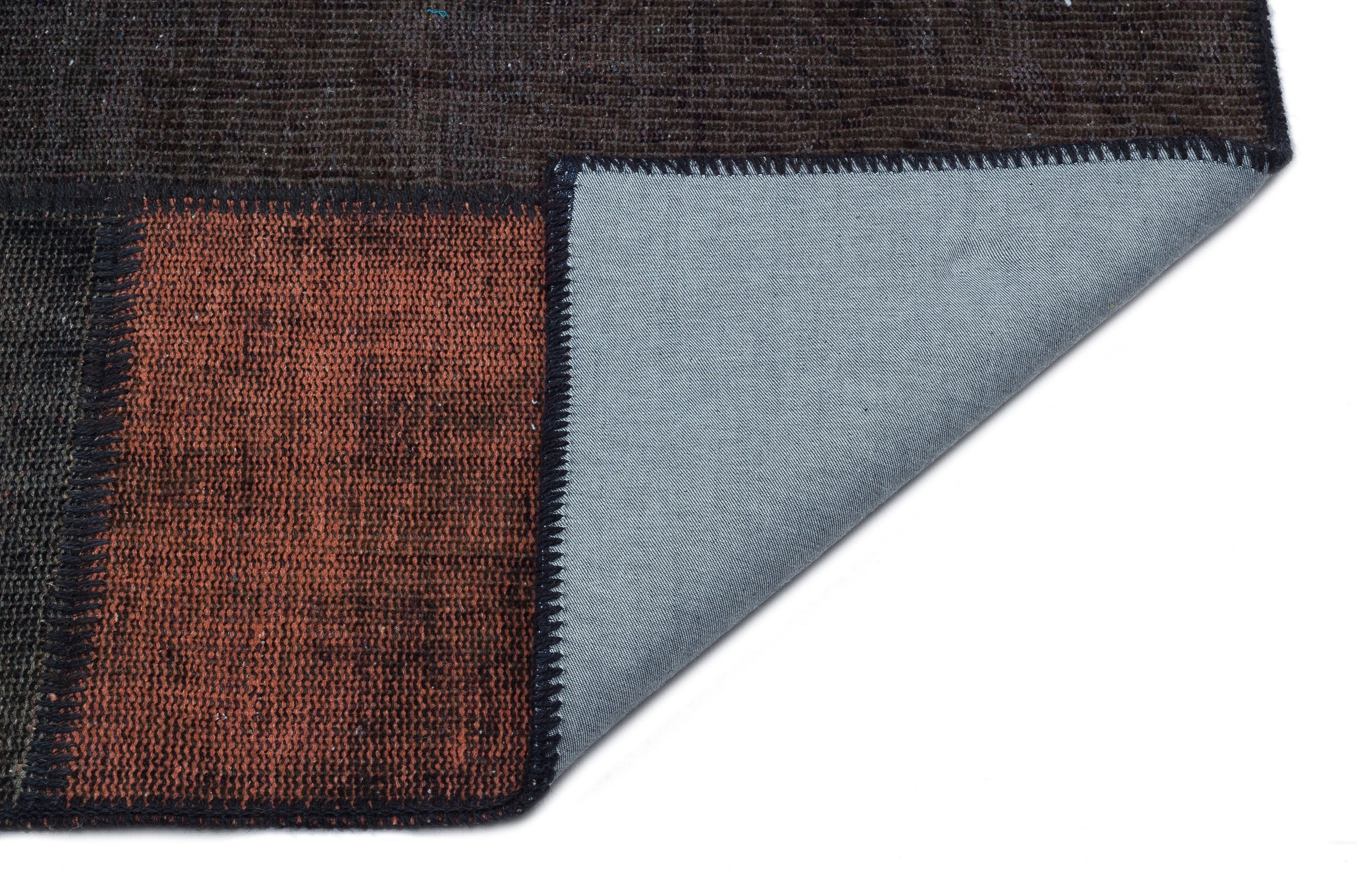 Iskece 33873 Black Patchwork Wool Handmade Area Rug 5'3" x 7'7"