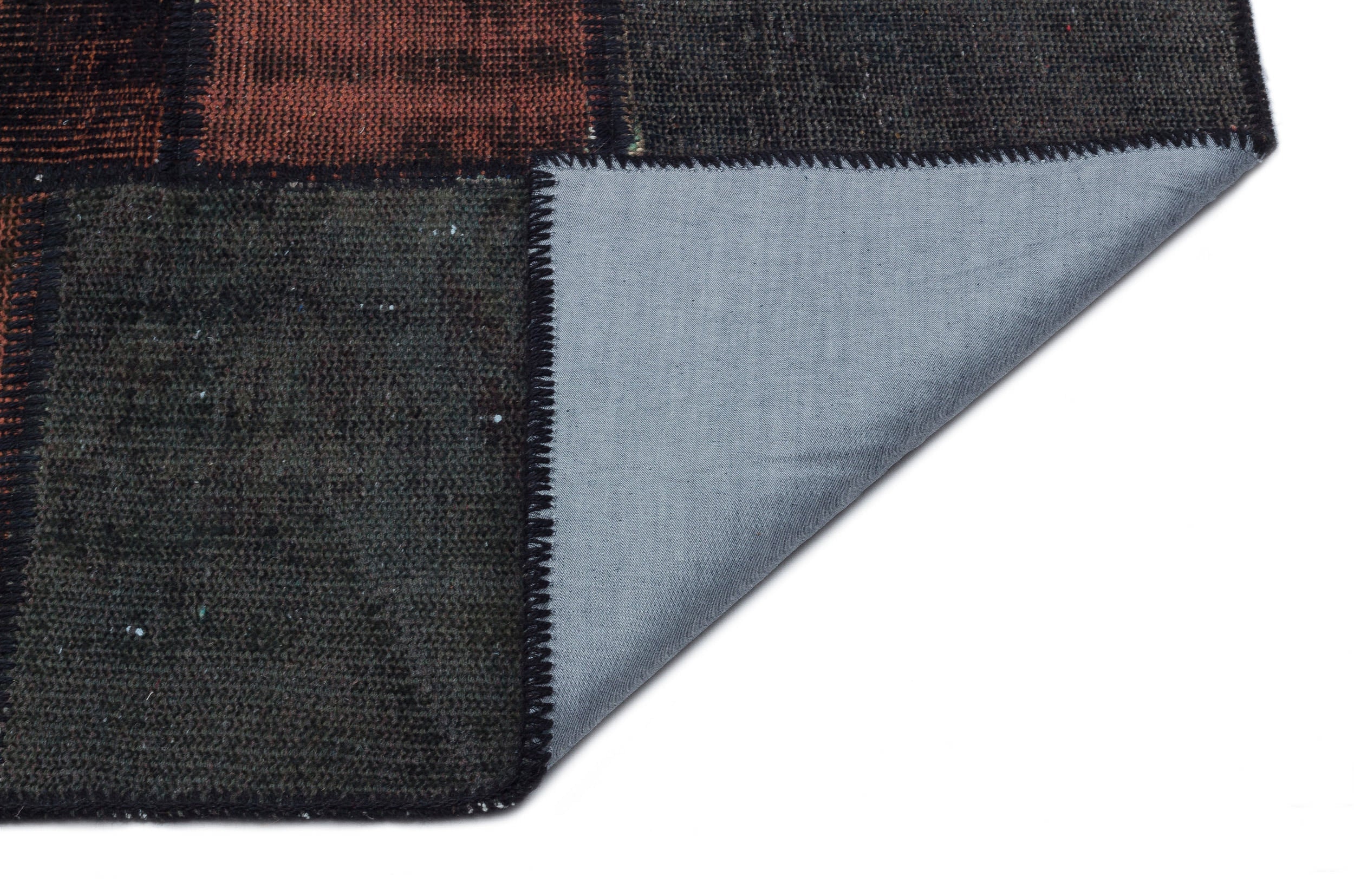Iskece 33876 Brown Patchwork Wool Handmade Area Rug 5'3" x 7'7"