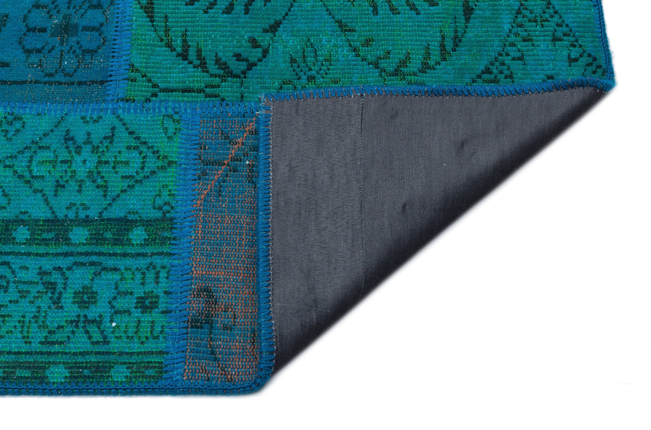 Iskece 33891 Turquoise Patchwork Wool Handmade Area Rug 5'3" x 7'7"