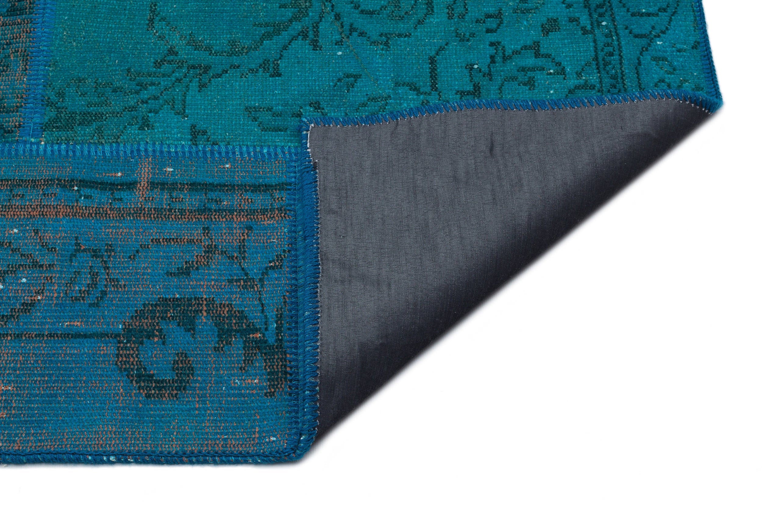 Iskece 33893 Turquoise Patchwork Wool Handmade Area Rug 5'3" x 7'7"
