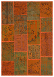 Iskece 33894 Orange Vintage Wool Handmade Area Rug 5'3" x 7'7"