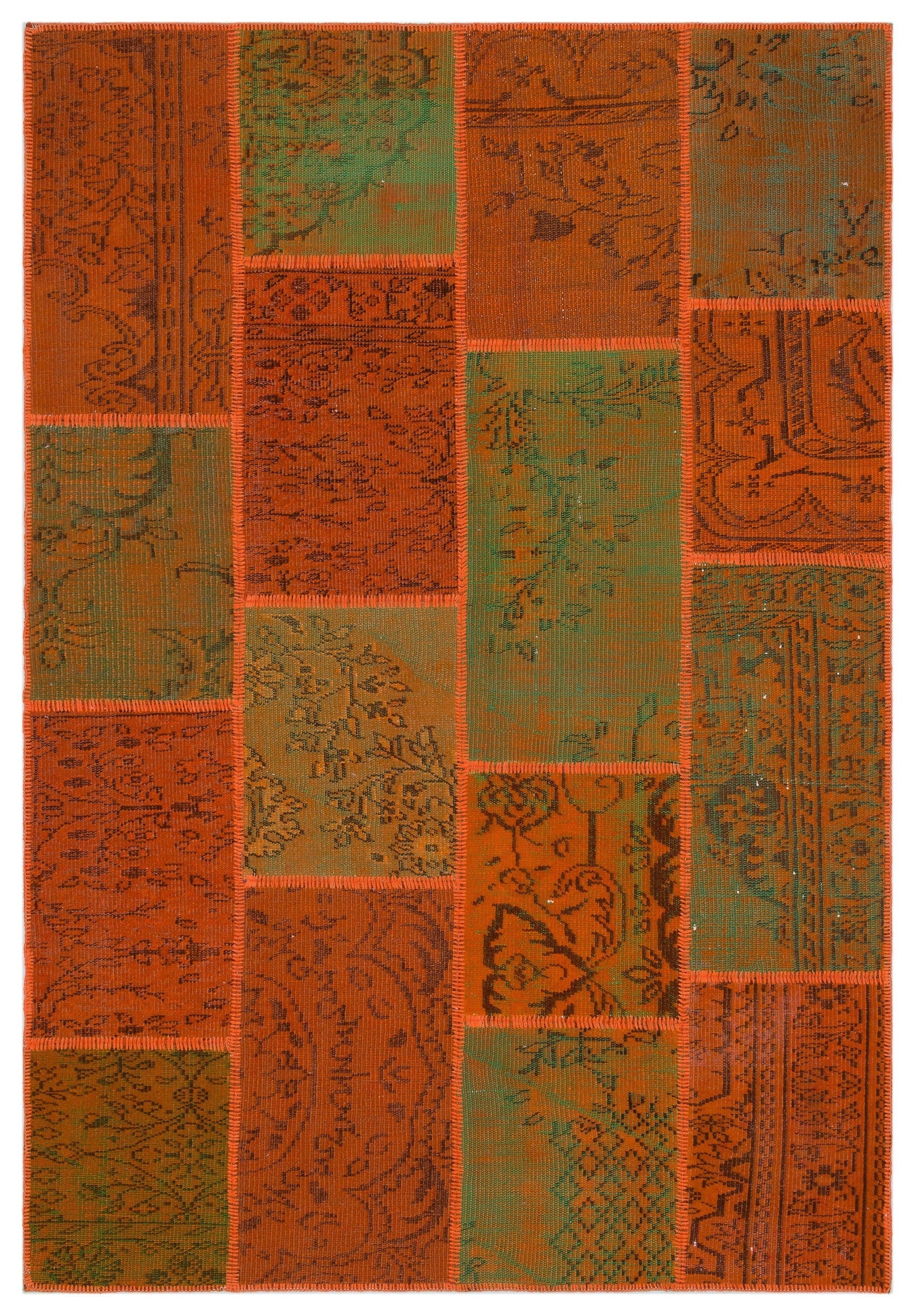 Iskece 33900 Orange Vintage Wool Handmade Area Rug 5'3" x 7'7"