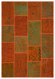Iskece 33900 Orange Vintage Wool Handmade Area Rug 5'3" x 7'7"