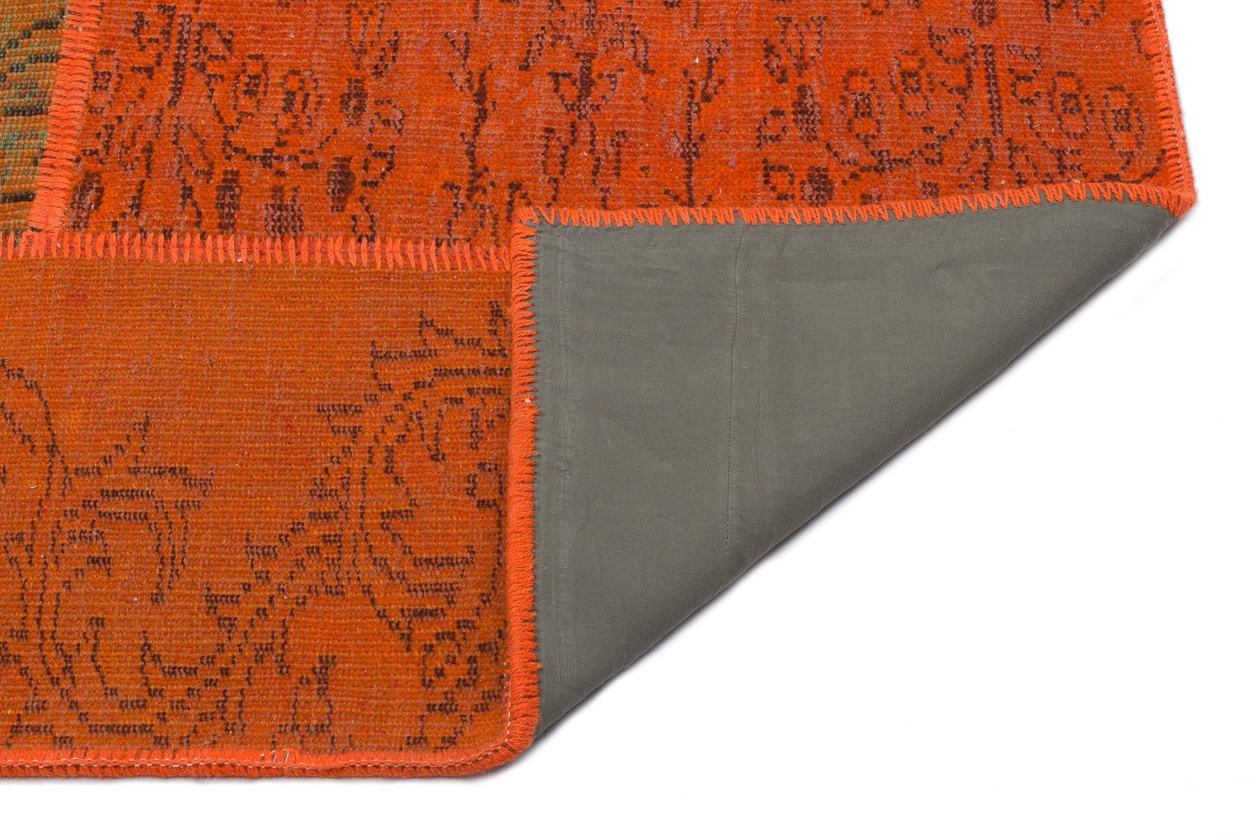 Iskece 33911 Orange Vintage Wool Handmade Area Rug 5'3" x 7'7"