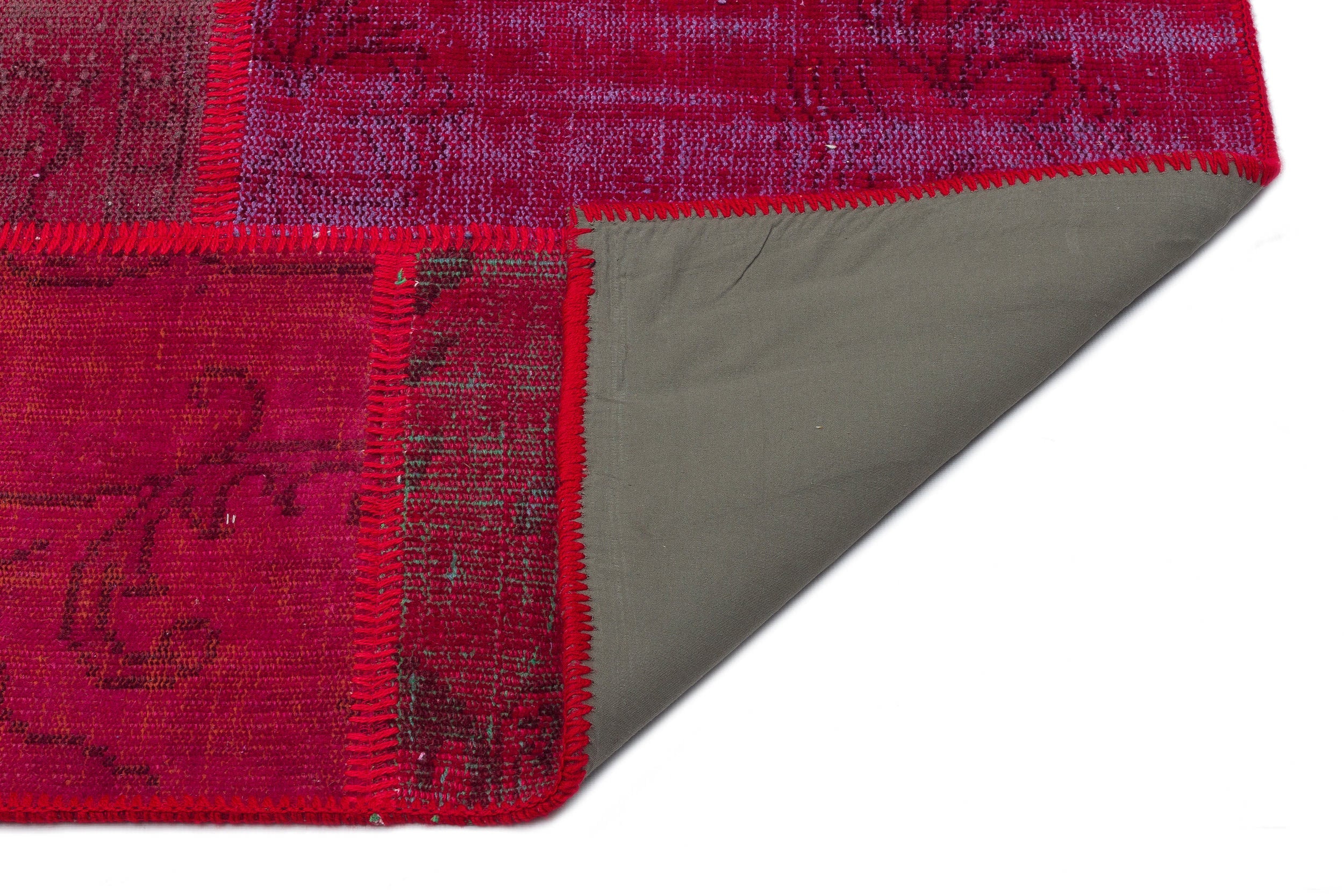 Iskece 33912 Red Patchwork Wool Handmade Area Rug 5'3" x 7'7"
