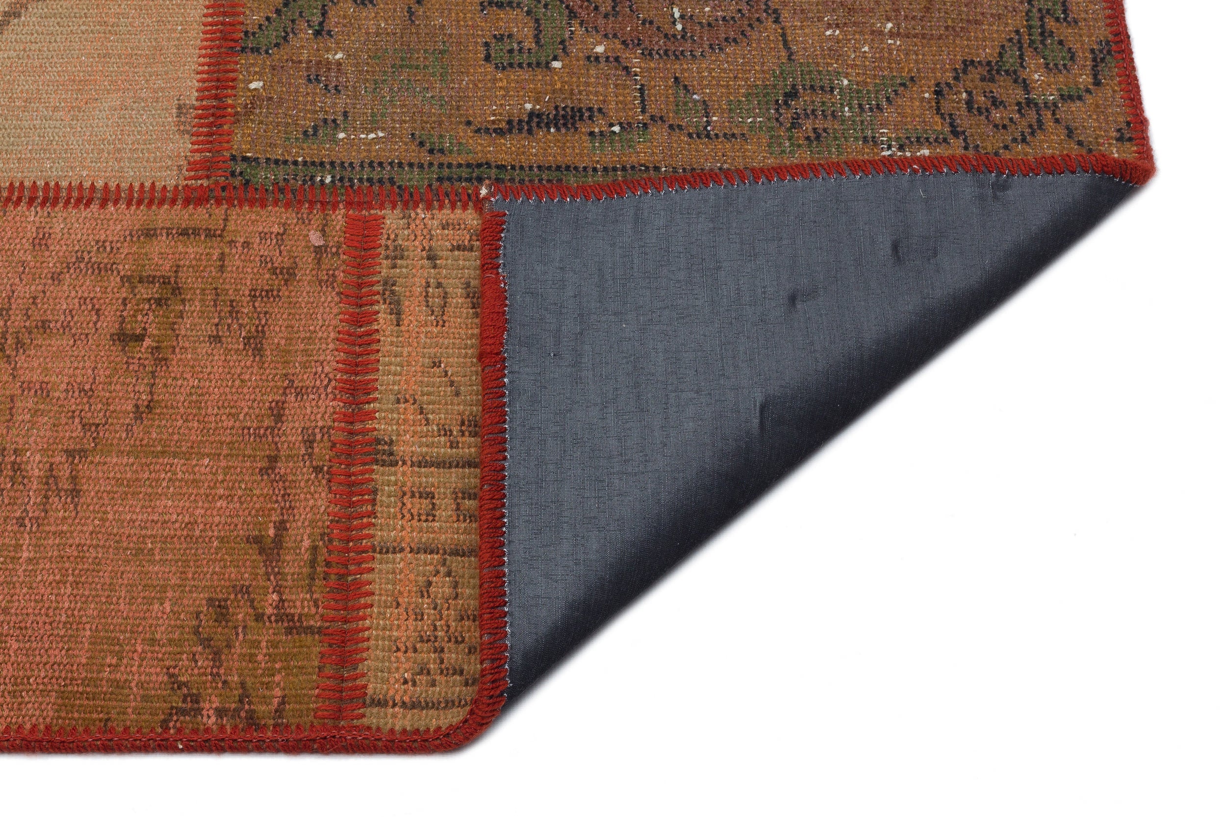 Iskece 33913 Brown Patchwork Wool Handmade Area Rug 5'3" x 7'7"