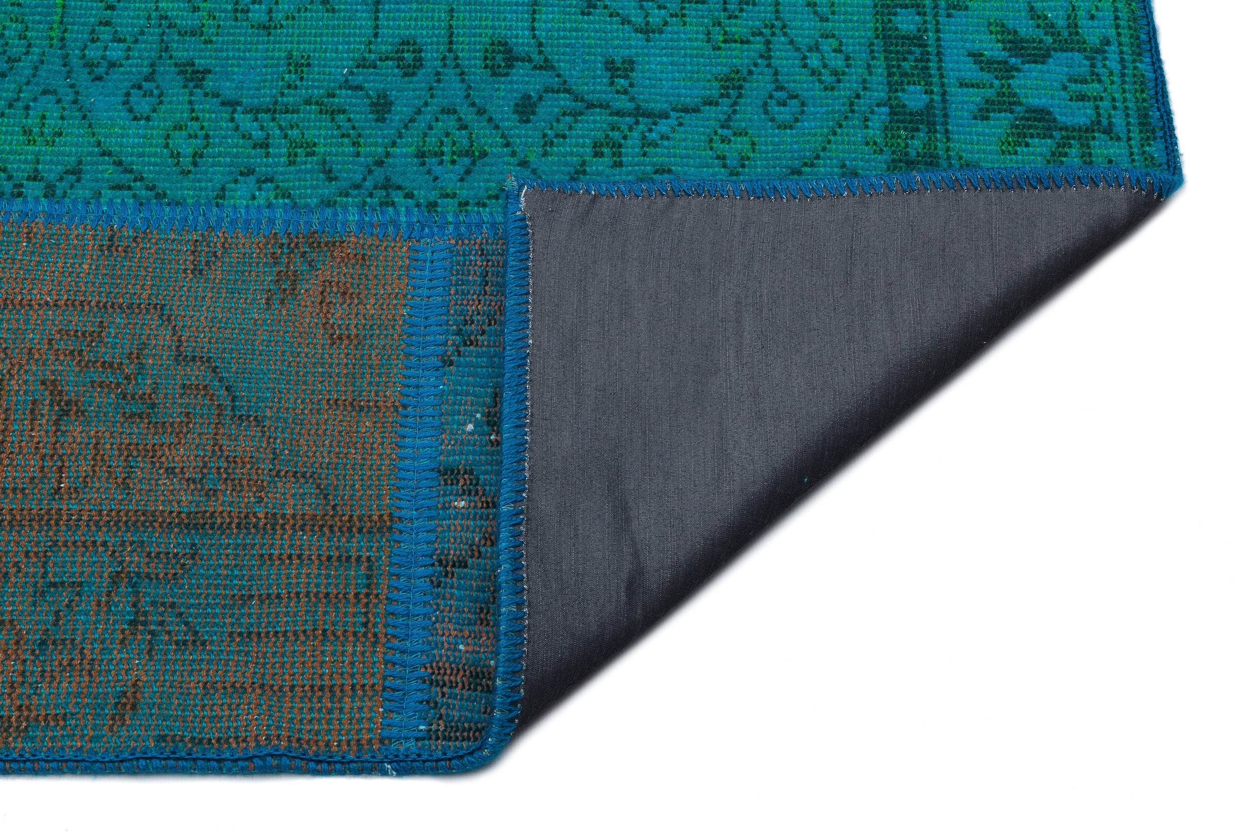 Iskece 33915 Turquoise Patchwork Wool Handmade Area Rug 5'3" x 7'7"