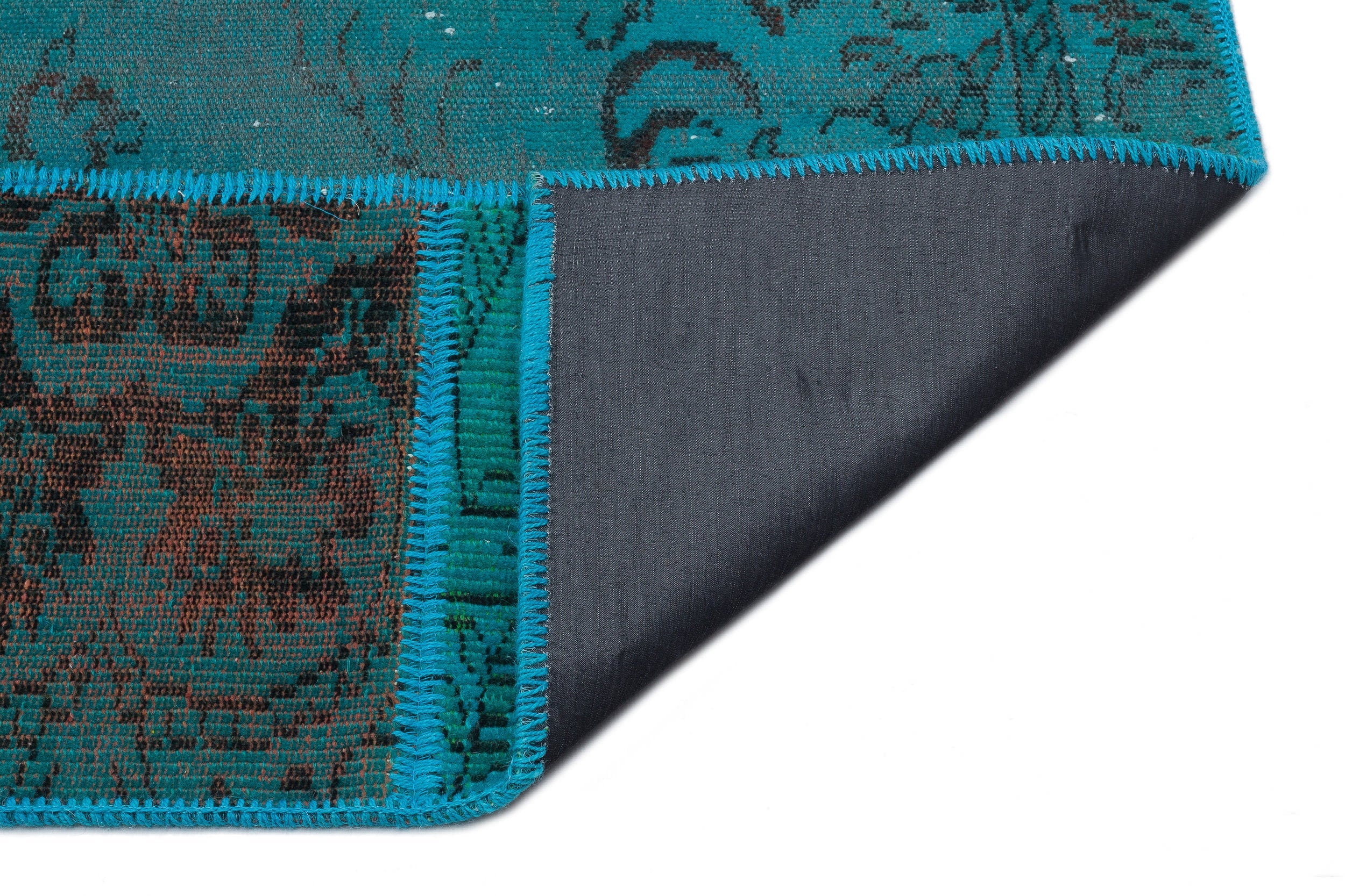 Iskece 33917 Turquoise Patchwork Wool Handmade Area Rug 5'3" x 7'7"