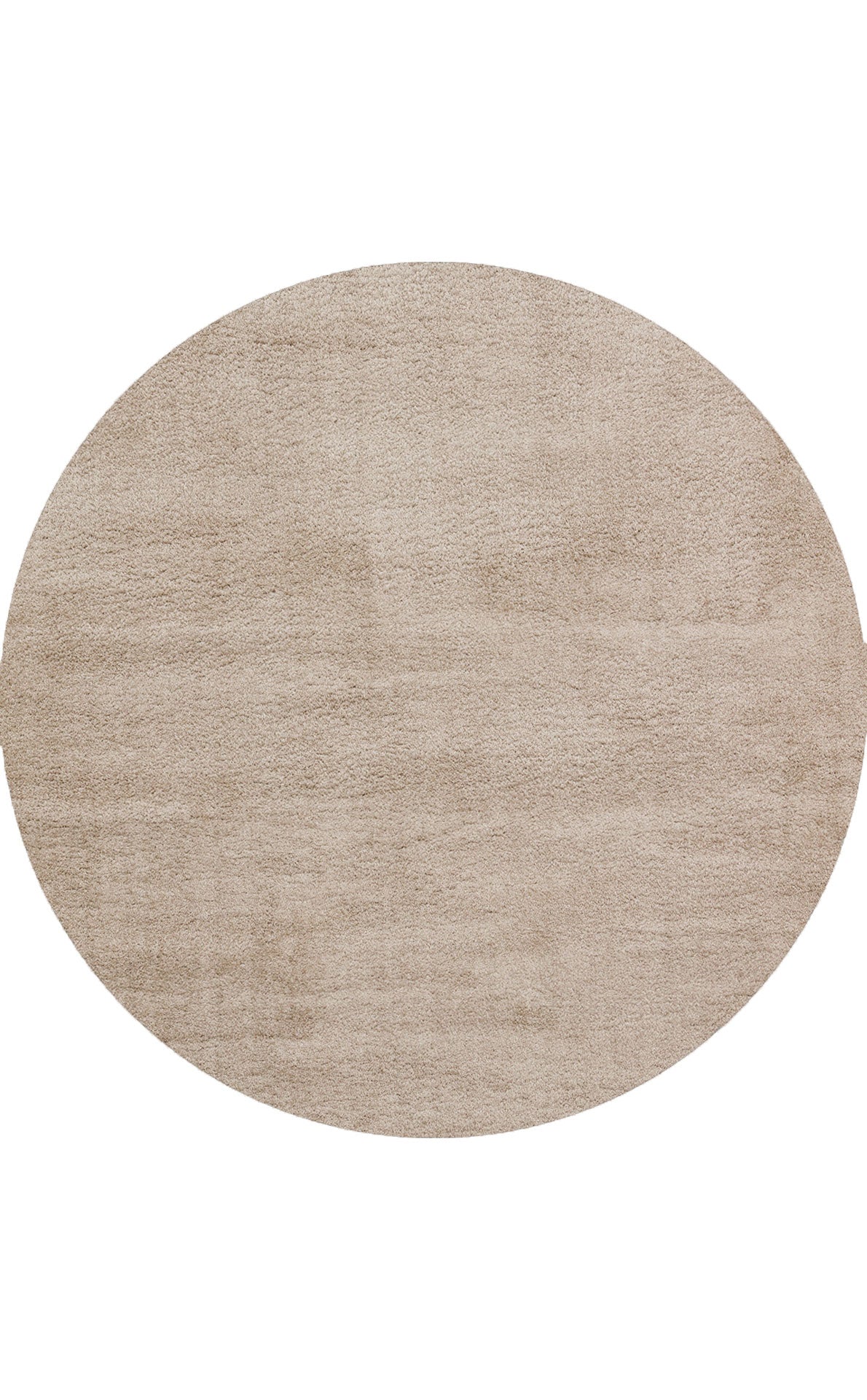 Modern Round Shaggy Rug - Beige Soft Textured Carpet With Anti Slip, Easy Clean