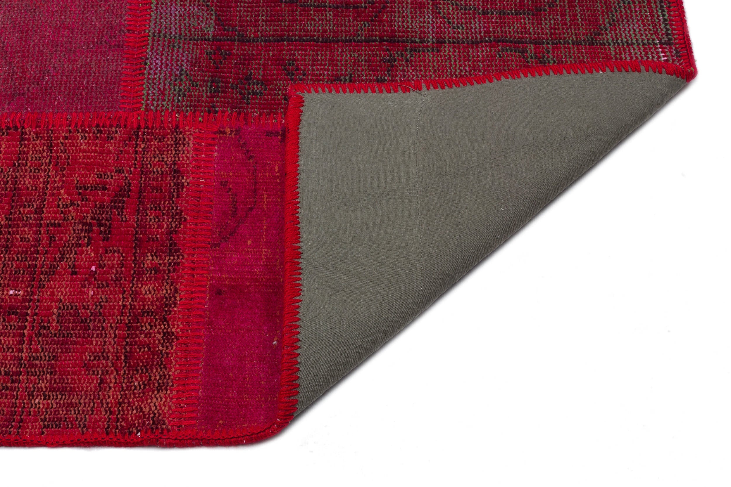 Iskece 33925 Red Patchwork Wool Handmade Area Rug 5'3" x 7'7"