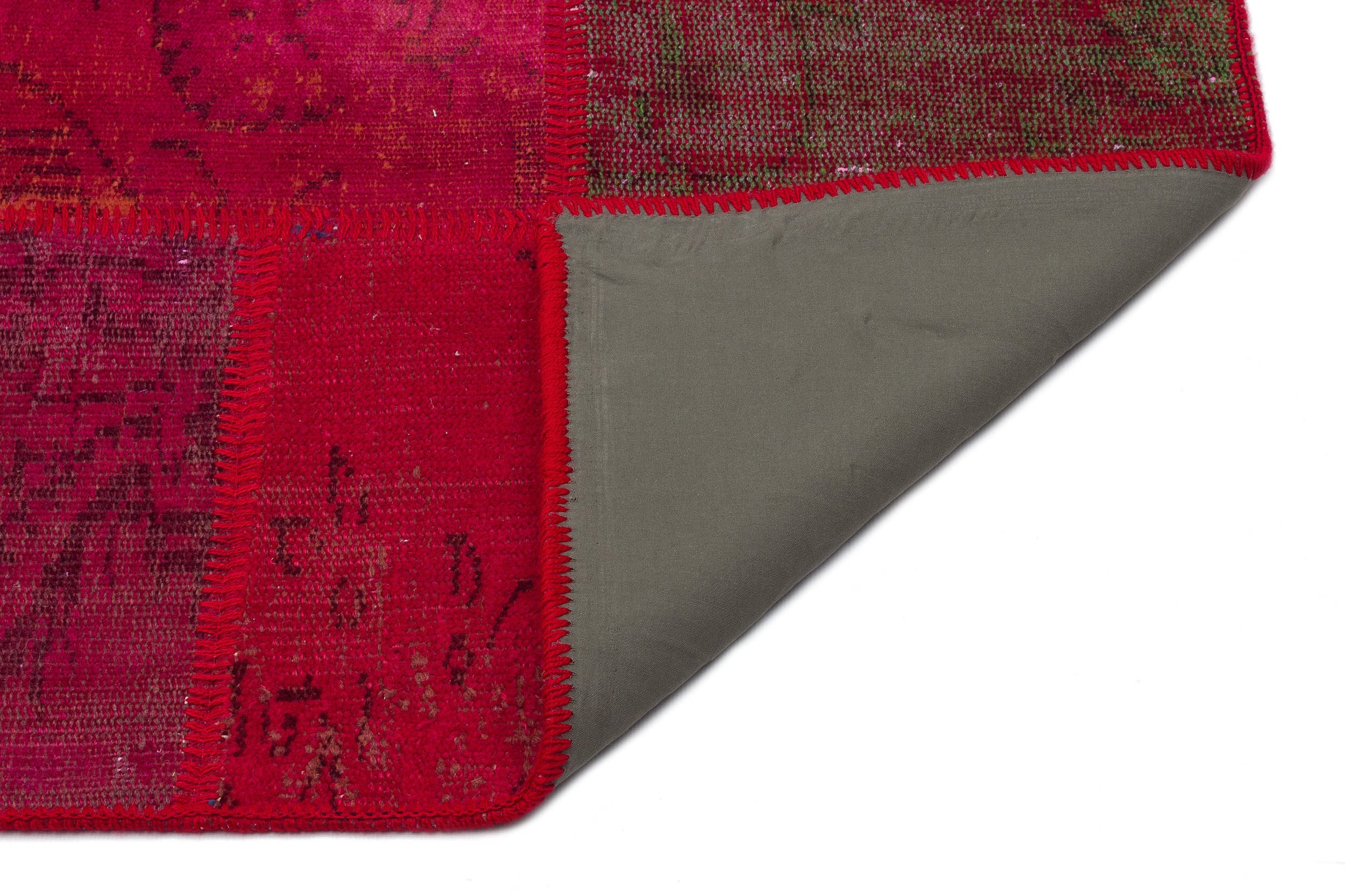 Iskece 33927 Red Patchwork Wool Handmade Area Rug 5'3" x 7'7"