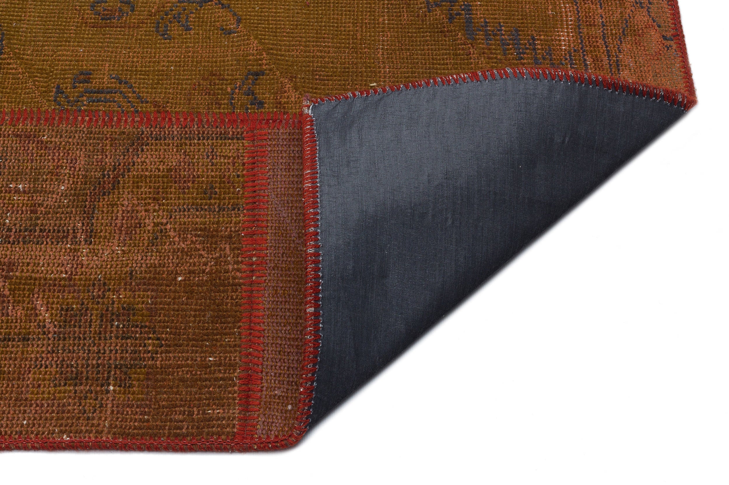 Iskece 33939 Brown Patchwork Wool Handmade Area Rug 5'3" x 7'7"