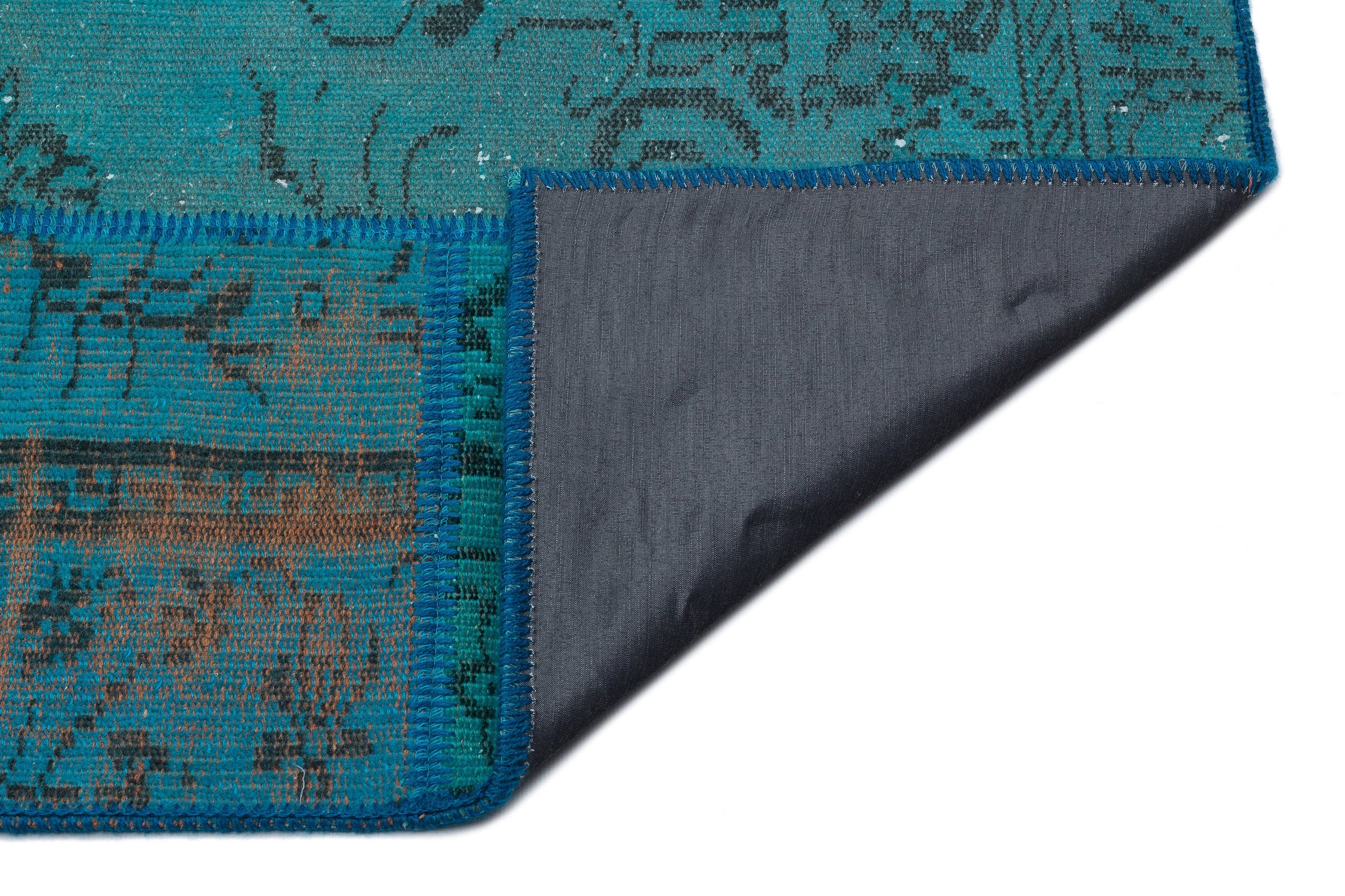 Iskece 33940 Turquoise Patchwork Wool Handmade Area Rug 5'3" x 7'7"
