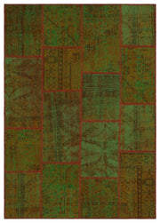 Iskece 33943 Green Vintage Wool Handmade Area Rug 5'3" x 7'7"