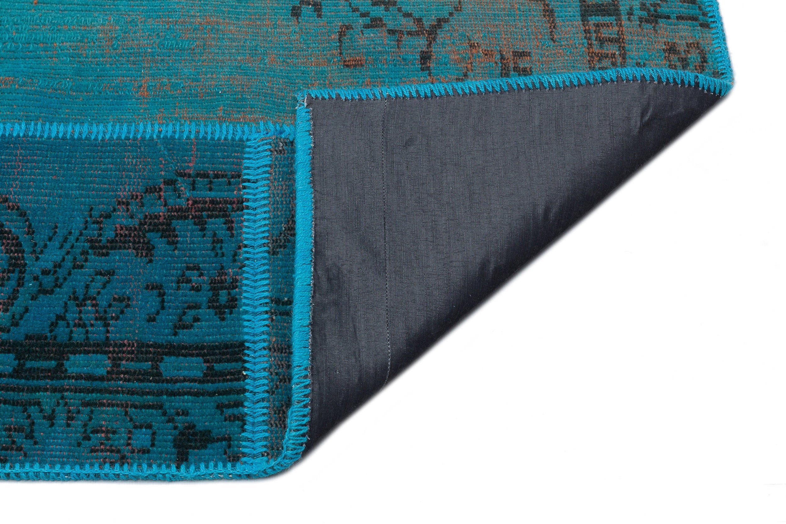 Iskece 33944 Turquoise Patchwork Wool Handmade Area Rug 5'3" x 7'7"