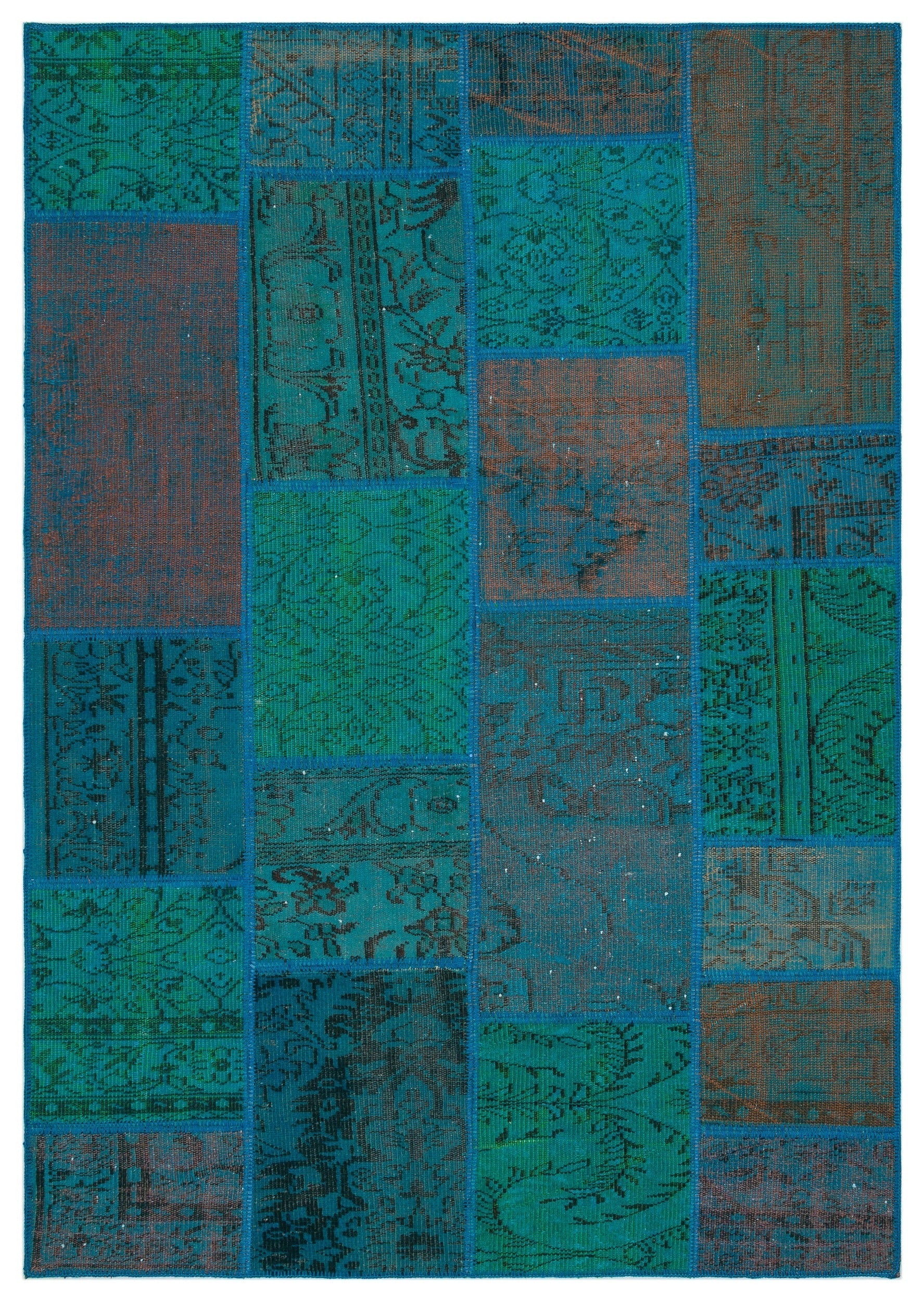 Iskece 33945 Patchwork Vintage Wool Handmade Area Rug 5'3" x 7'7"