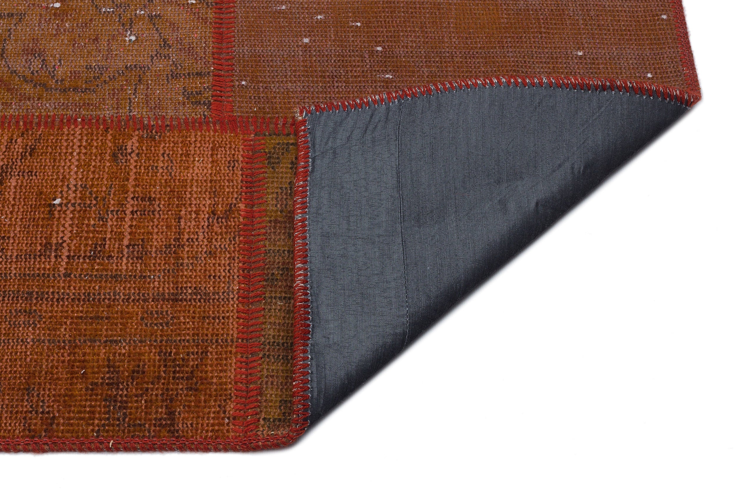 Iskece 33950 Brown Patchwork Wool Handmade Area Rug 5'3" x 7'7"