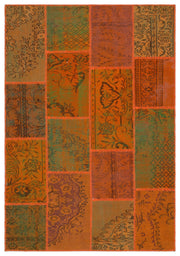 Iskece 33953 Orange Vintage Wool Handmade Area Rug 5'3" x 7'7"