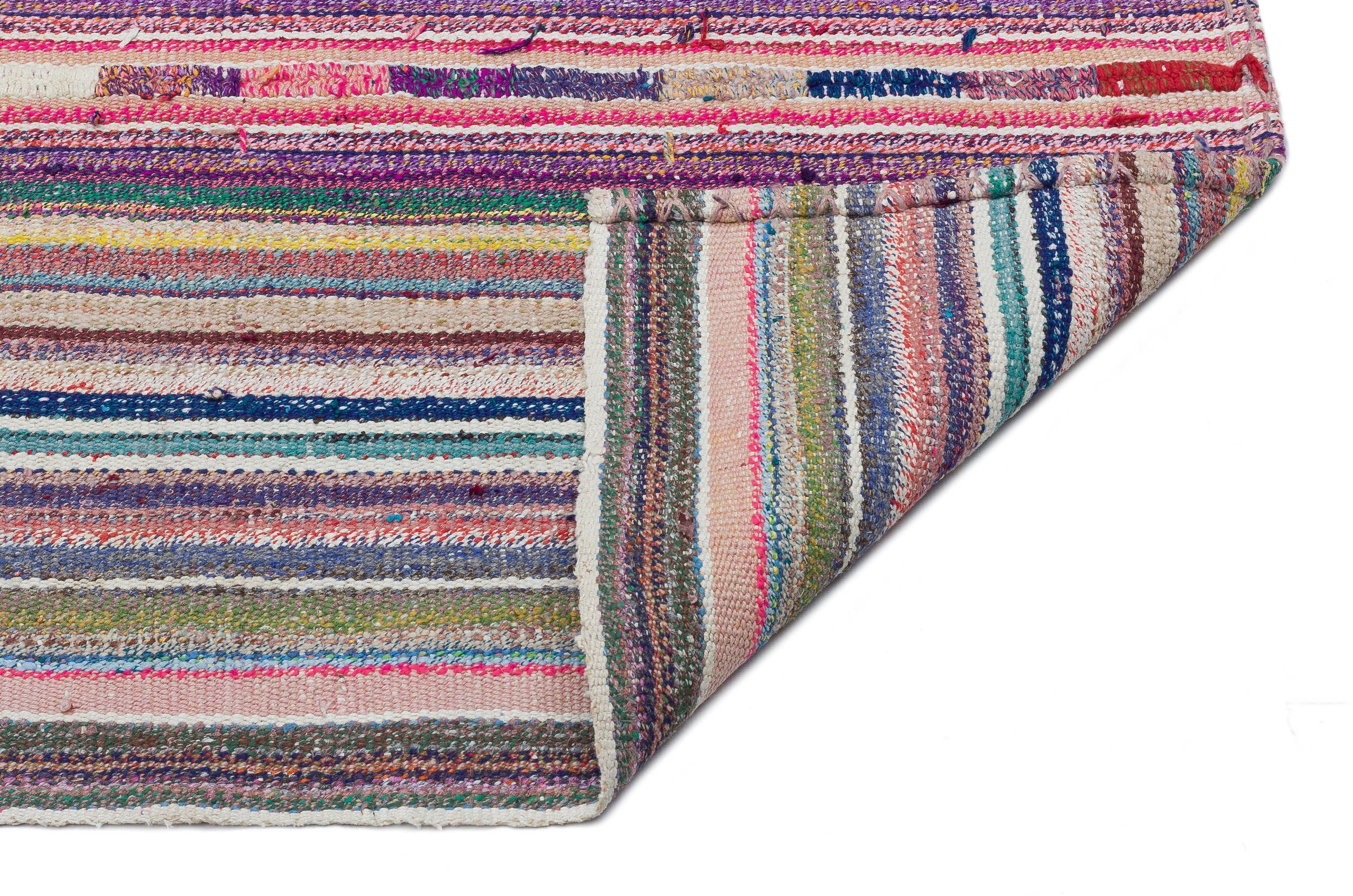 Girit Beige Striped Wool Handmade Area Rug 5'11" x 8'3"