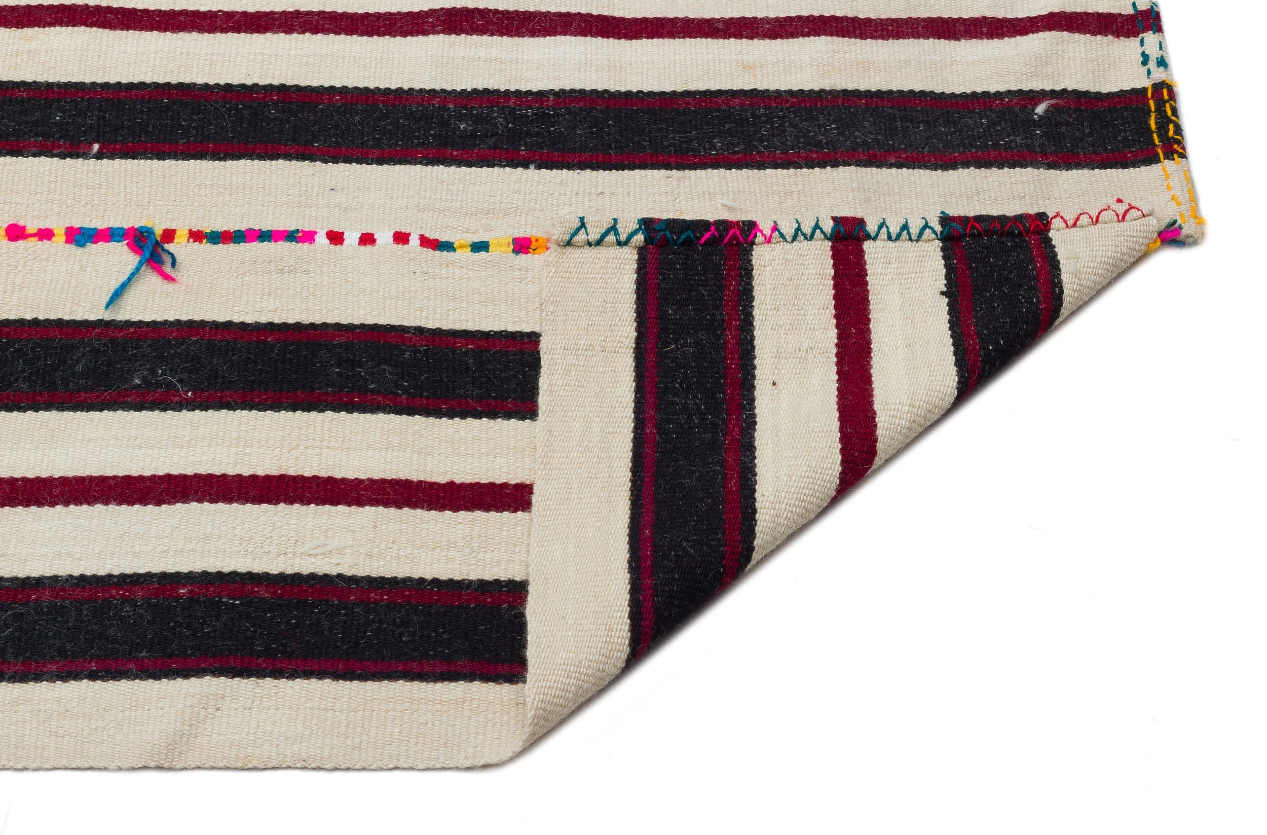 Girit 33988 Beige Striped Wool Handmade Area Rug 4'11" x 10'1"