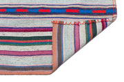 Girit Beige Striped Wool Handmade Area Rug 5'8" x 9'9"