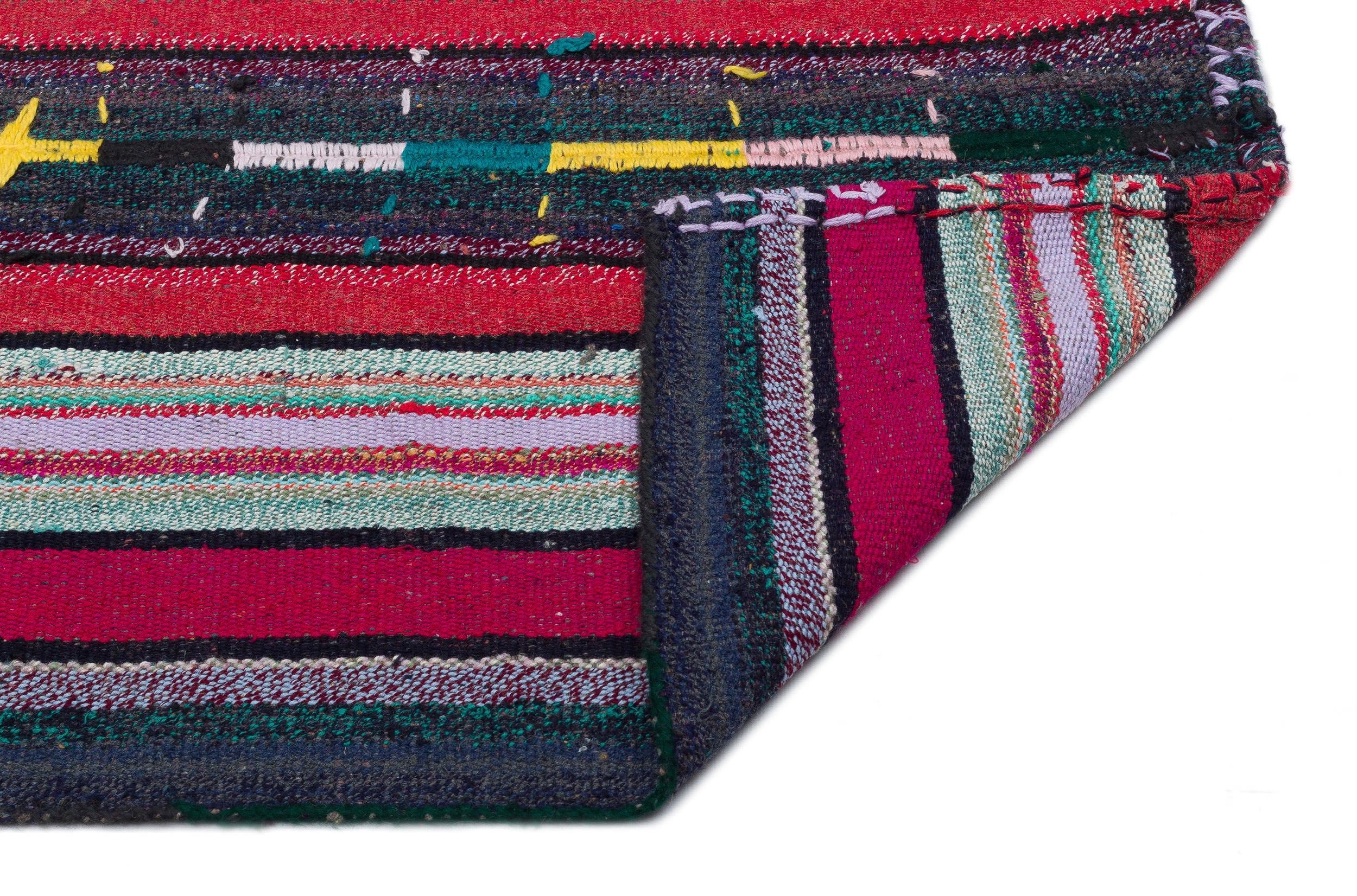 Girit Beige Striped Wool Handmade Area Rug 5'5" x 8'8"