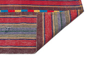 Girit Red Striped Wool Handmade Area Rug 4'0" x 10'1"