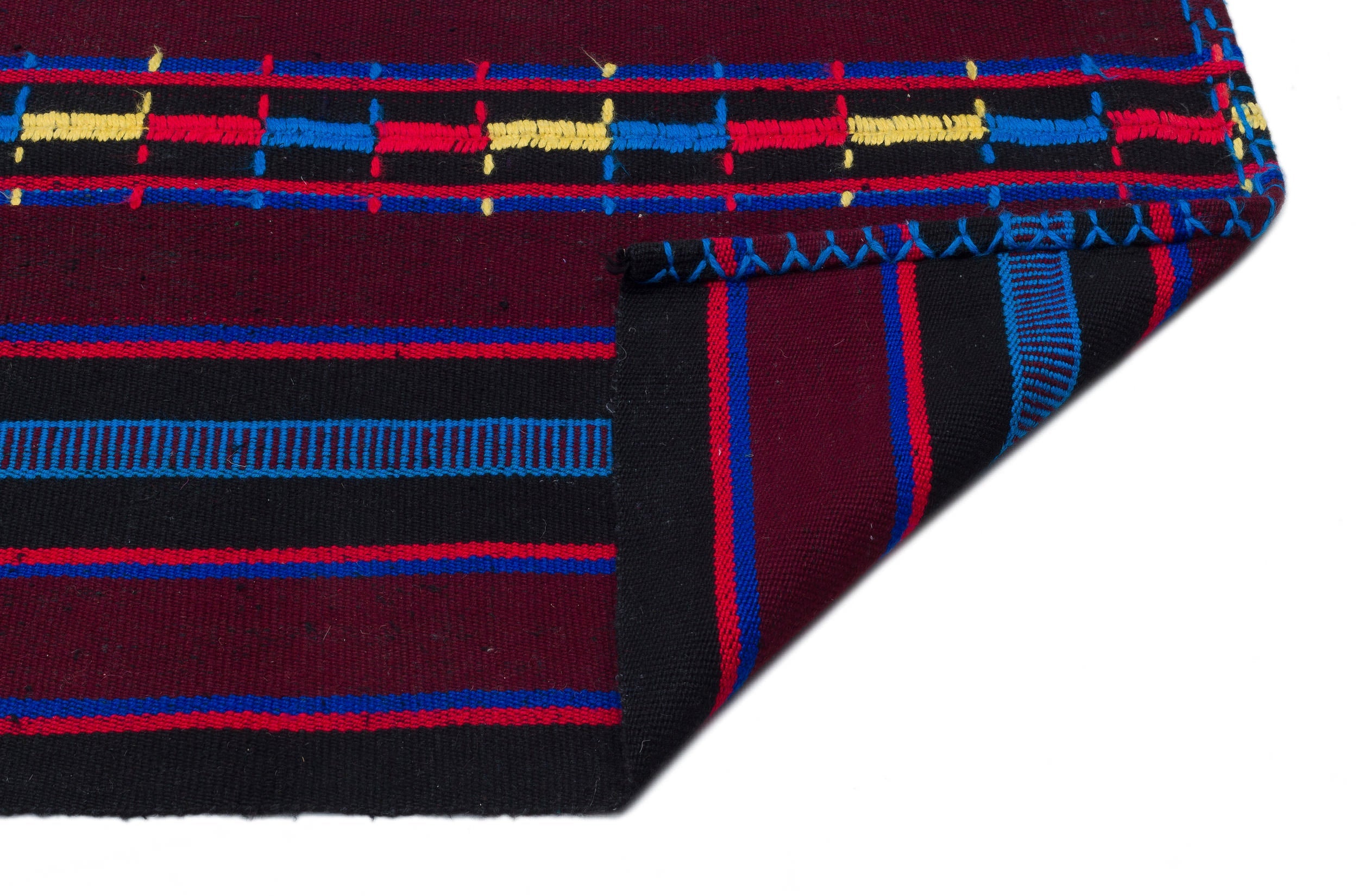 Girit 33996 Burgundy Striped Wool Handmade Area Rug 6'1" x 9'6"