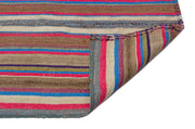 Girit Beige Striped Wool Handmade Area Rug 5'4" x 8'6"