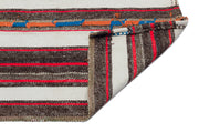 Girit Beige Striped Wool Handmade Area Rug 5'5" x 7'6"