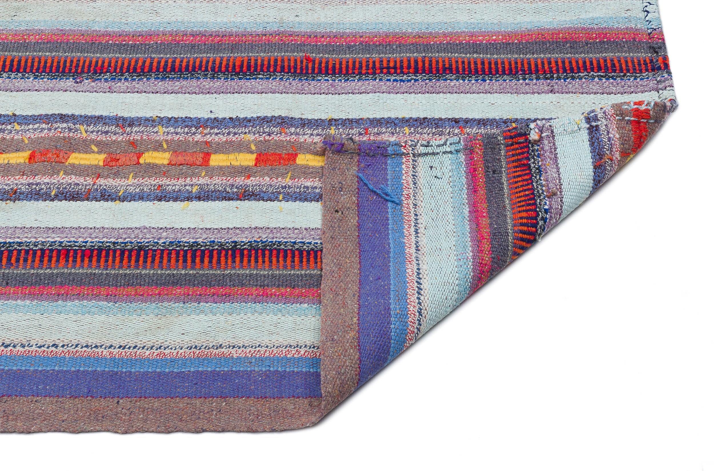 Girit Beige Striped Wool Handmade Area Rug 4'9" x 8'2"