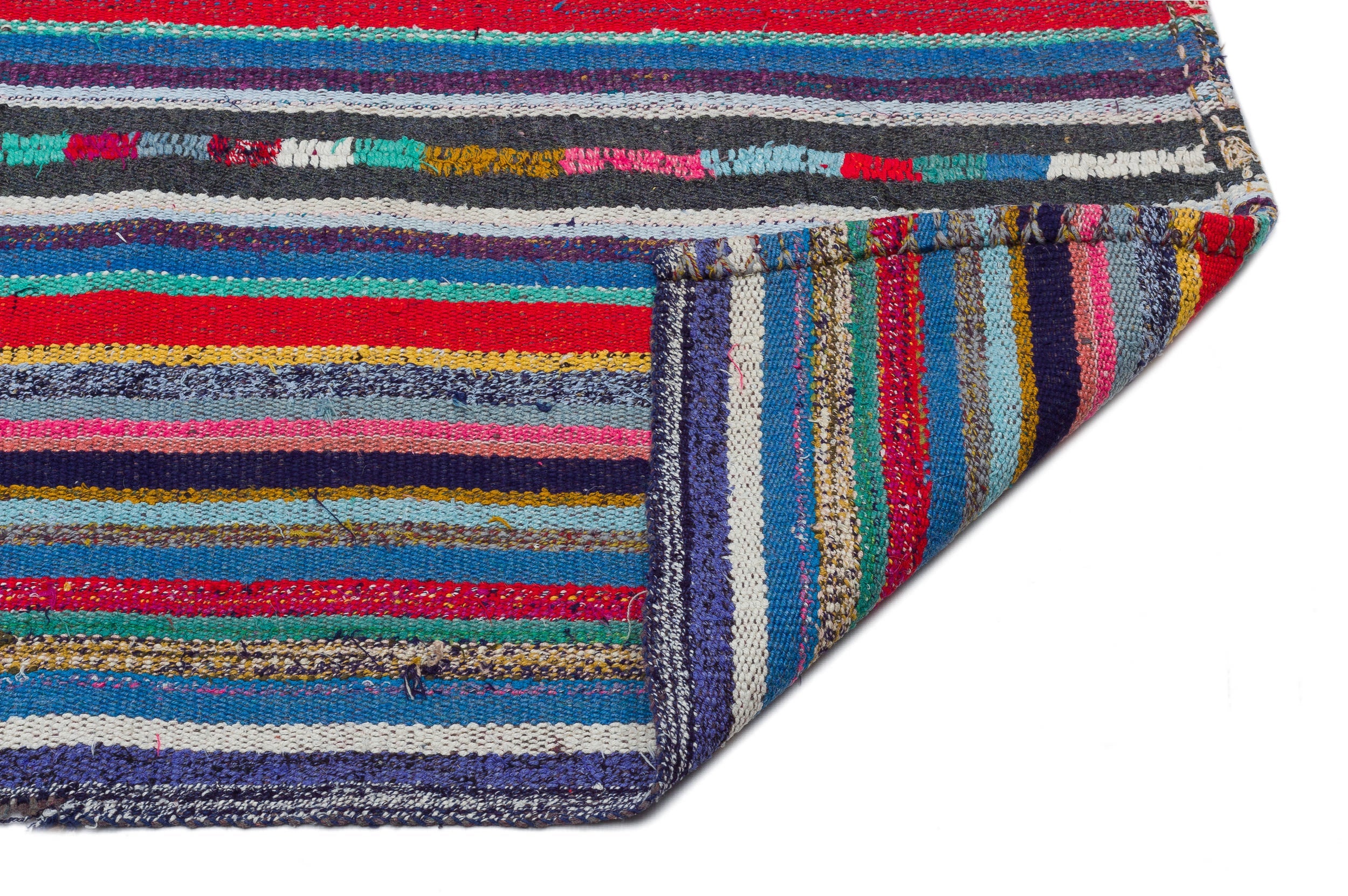 Girit Beige Striped Wool Handmade Area Rug 5'7" x 7'10"