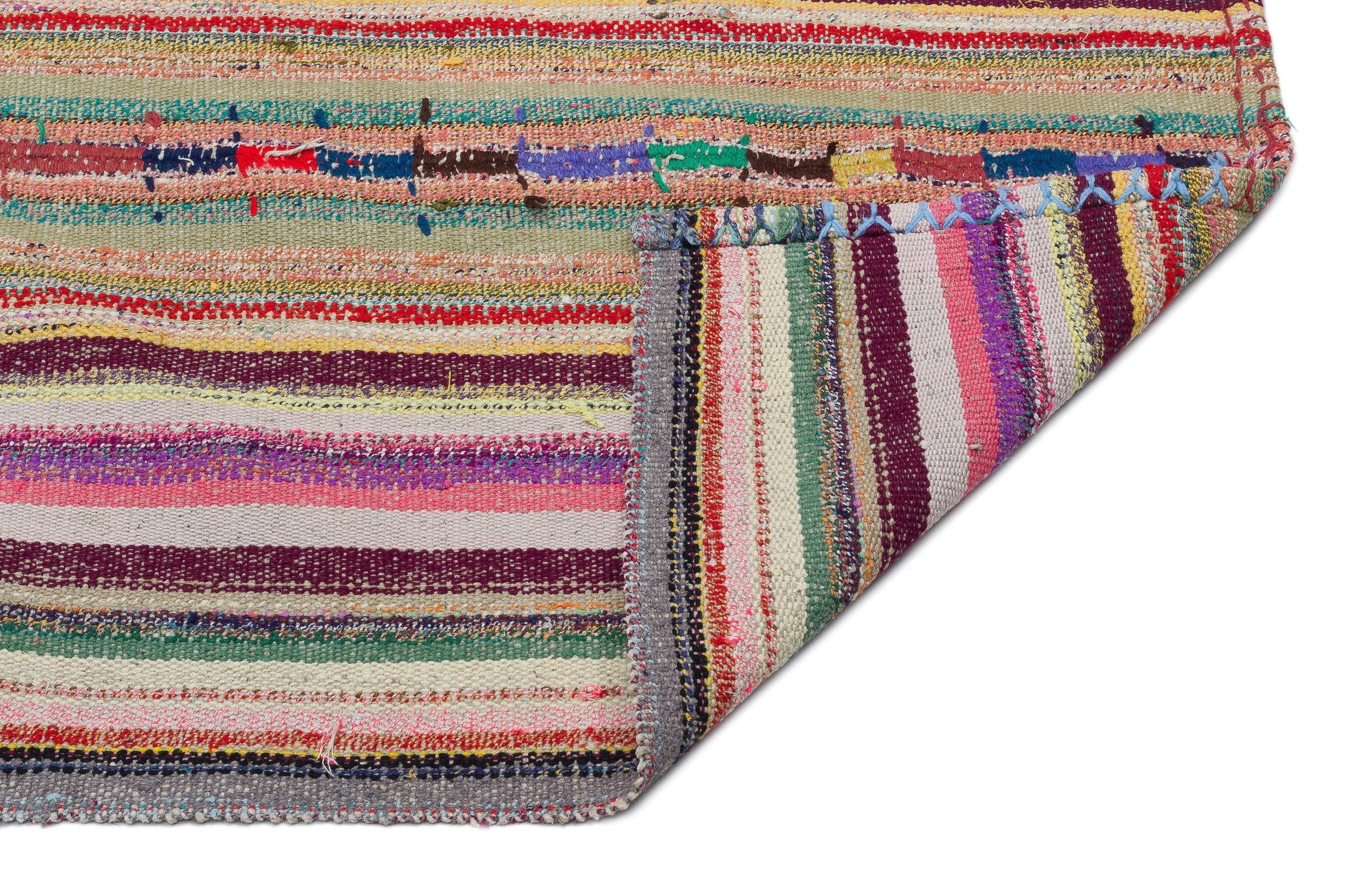 Girit 34007 Beige Striped Wool Handmade Area Rug 5'3" x 8'6"