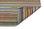 Girit Beige Striped Wool Handmade Area Rug 5'2" x 8'6"