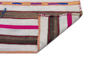 Girit Beige Striped Wool Handmade Area Rug 6'5" x 7'10"