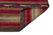 Girit Beige Striped Wool Handmade Area Rug 5'5" x 7'10"