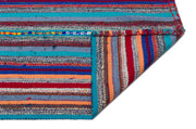Girit Beige Striped Wool Handmade Area Rug 6'1" x 9'0"