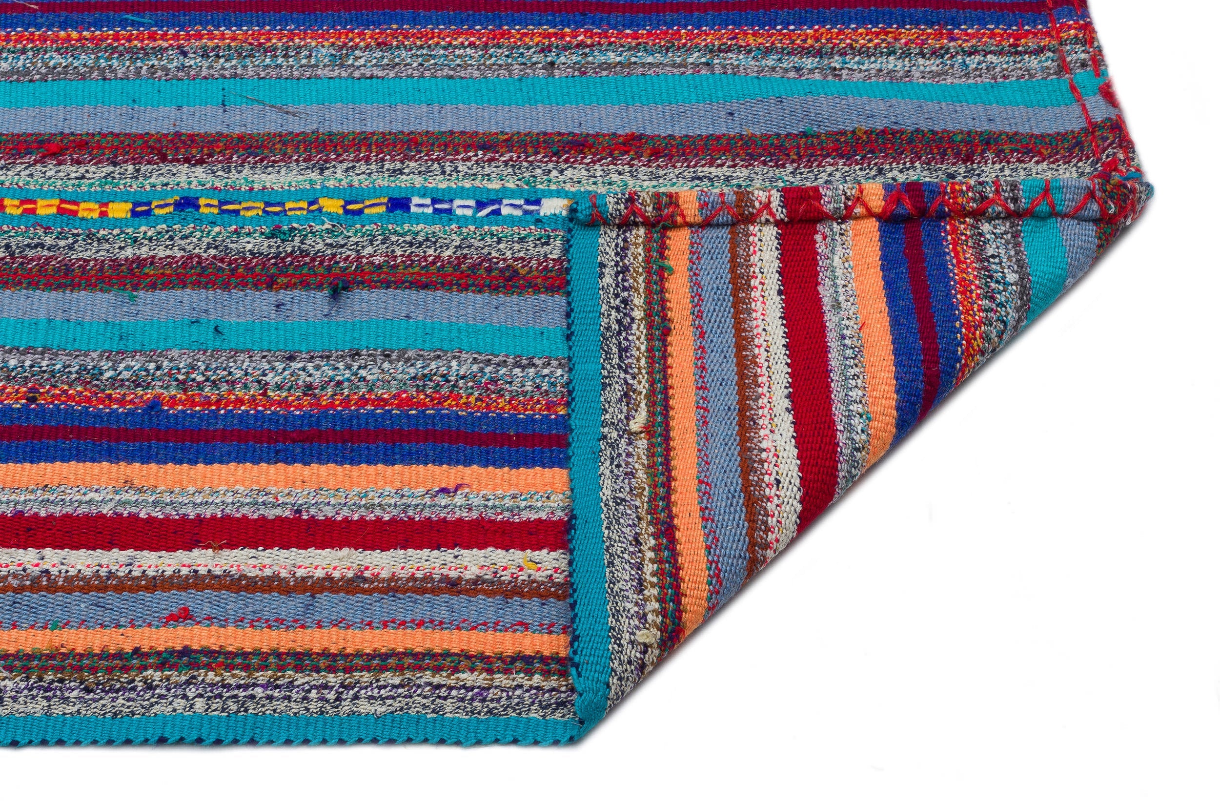 Girit Beige Striped Wool Handmade Area Rug 6'1" x 9'0"