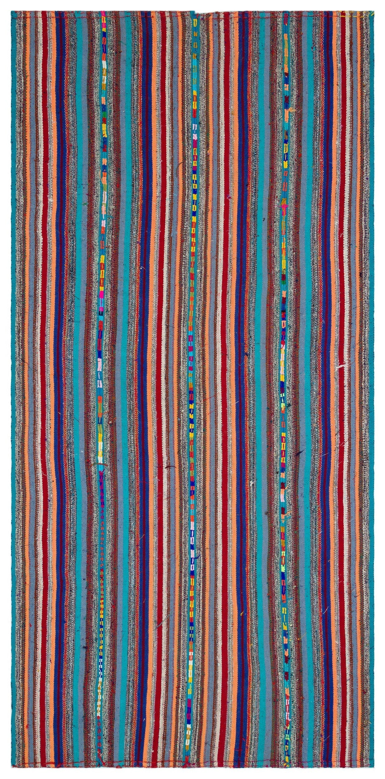Girit Beige Striped Wool Handmade Area Rug 6'1" x 9'0"