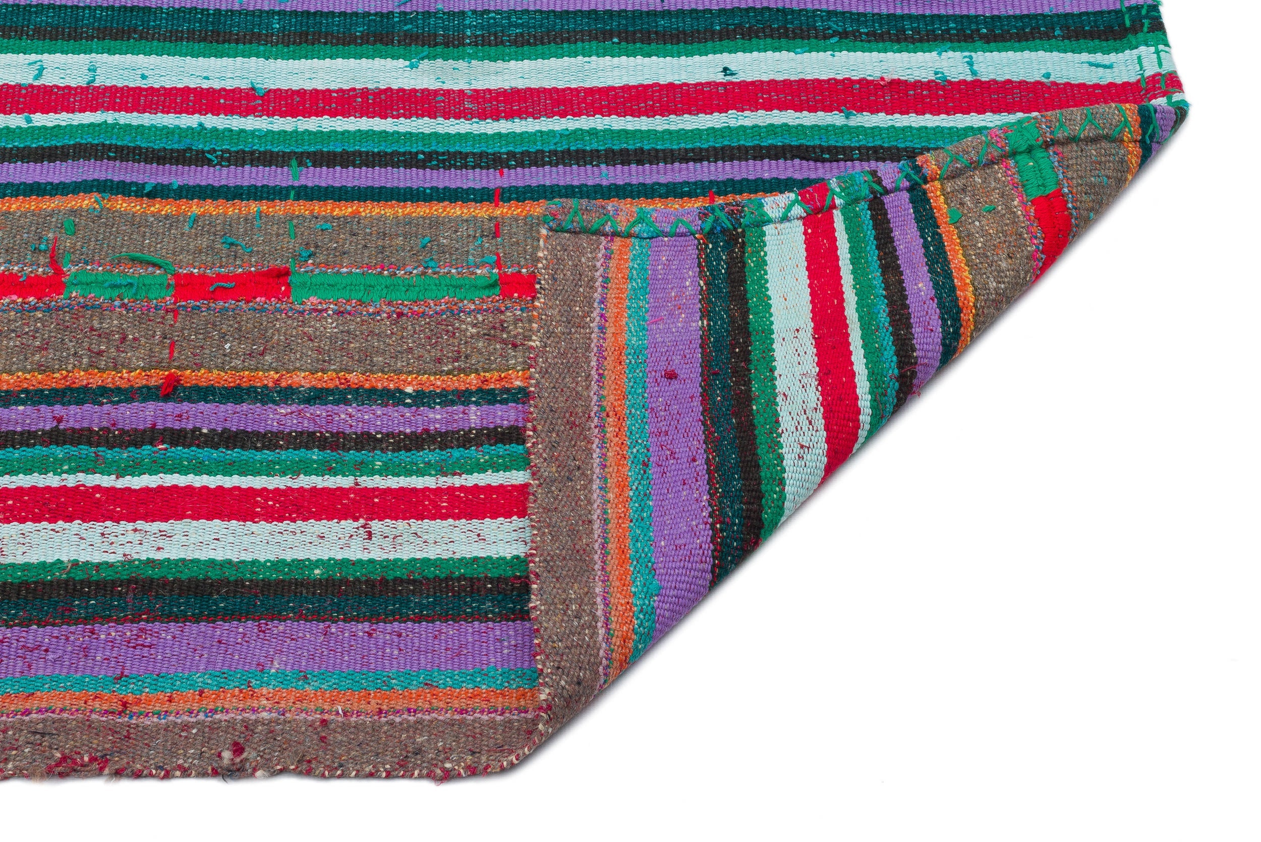 Girit Beige Striped Wool Handmade Area Rug 4'4" x 7'5"