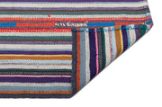 Girit Beige Striped Wool Handmade Area Rug 5'4" x 8'10"