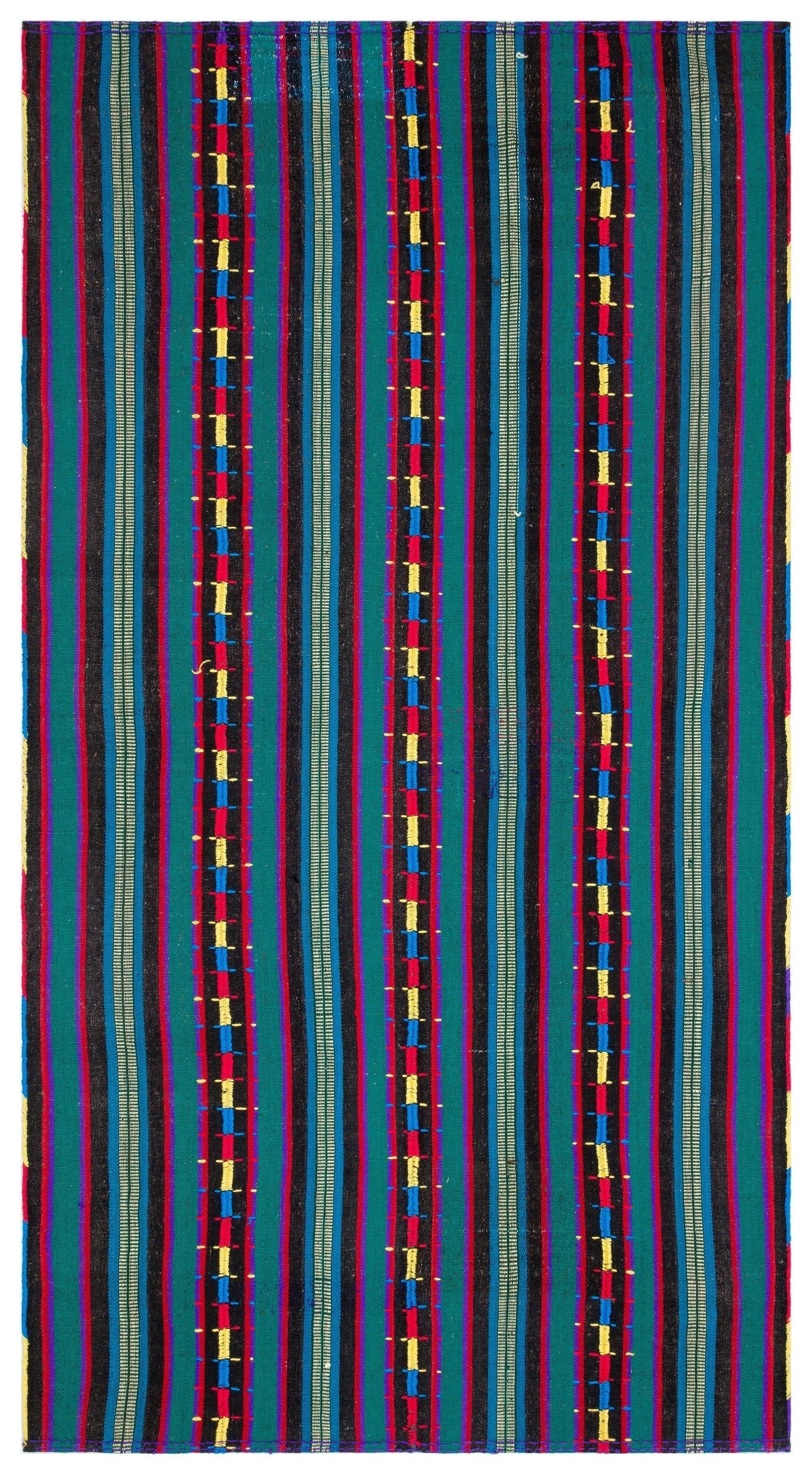 Girit Beige Striped Wool Handmade Area Rug 6'1" x 9'0"
