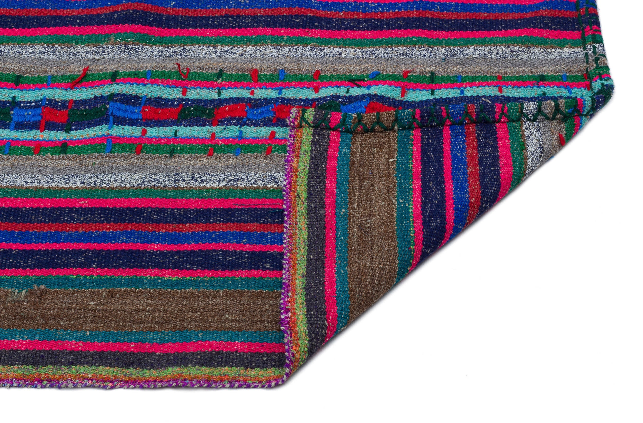 Girit Multy Striped Wool Handmade Area Rug 5'0" x 8'1"