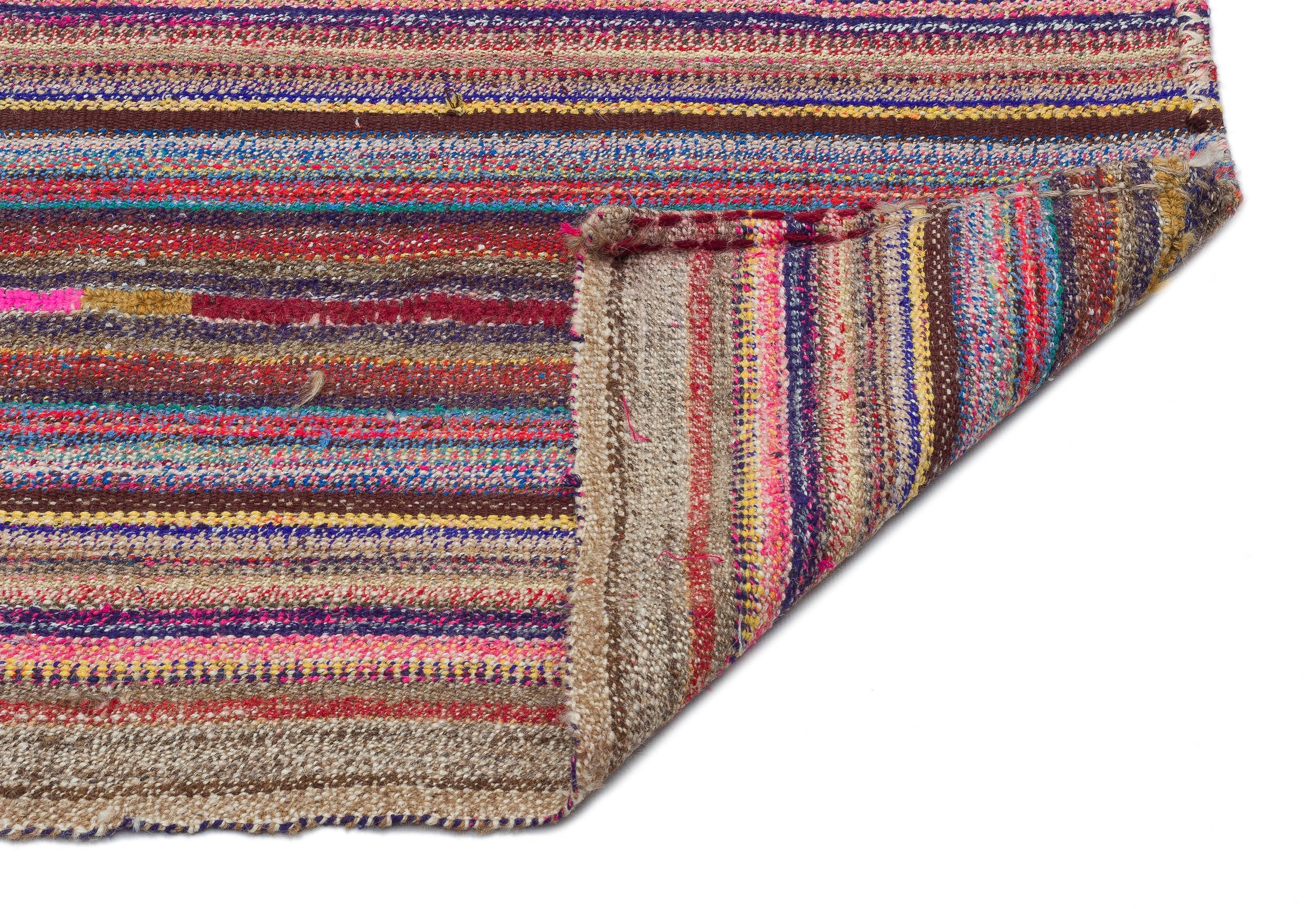 Girit Multy Striped Wool Handmade Area Rug 4'4" x 6'11"